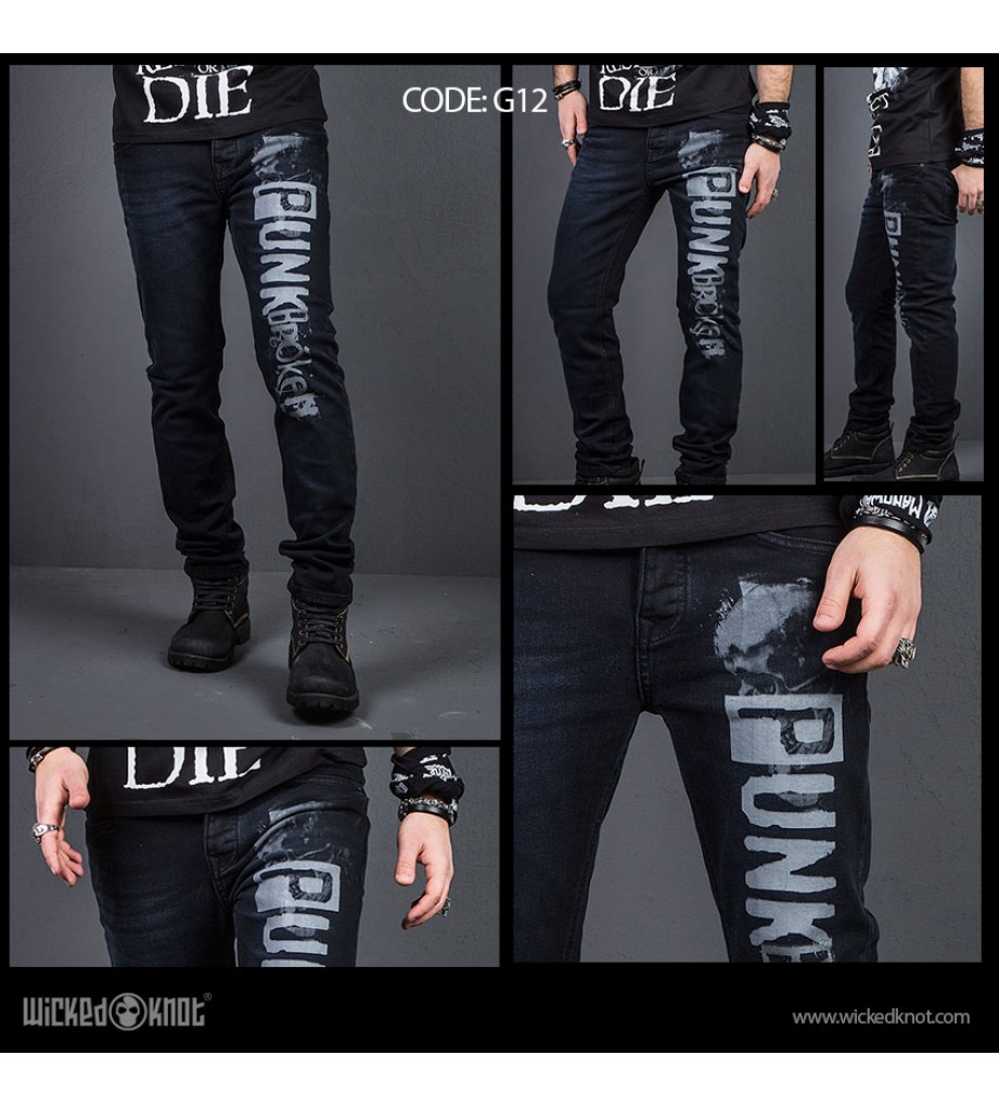  WickedKnot Punk Printed Jeans